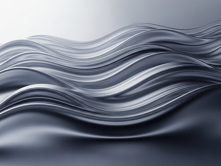 Smooth, flowing waves of liquid metal create a reflective and textured surface with subtle highlights and shadows, suggesting movement.の素材