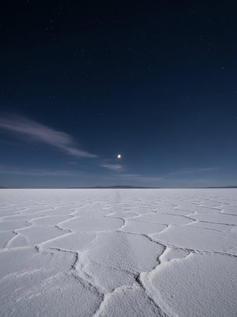 Desert landscape with cracked ground and sand dunes under a clear sky. Clear details and vibrant colors enhance visual appeal.の素材