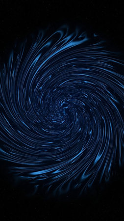 A dark background with a vibrant blue vortex swirling in the center, creating a sense of deep space and cosmic energy.の素材