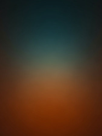 A smooth gradient transitions from deep teal blue at the to burnt orange at the bottom, with faint horizontal lines and a soft focus.の素材