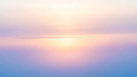 A soft, ethereal gradient of pastel pink, purple, and blue hues blends smoothly, illuminated by a bright, horizontal light source at the center.の素材