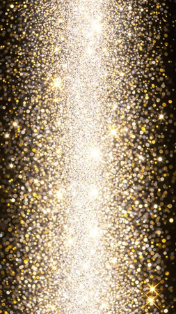 Lights showing bright gold and silver glitter tunnel effect with sparkling lights against a dark background creating a dramatic and celebratory pathway.の素材
