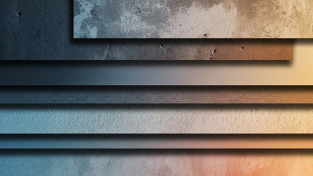 Urban showing layered textured background with concrete and metallic surfaces in shades of gray blue and warm orange tones keywords: textured background, layered...の素材