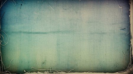 A textured vintage background with a distressed canvas effect muted teal and blue tones, frayed edges, and subtle scratches, creating a worn appearance.の素材