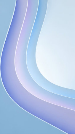 With showing abstract flowing pastel purple and blue curved layers creating a soft gradient background with subtle light reflections and a clean aesthetic digital...の素材
