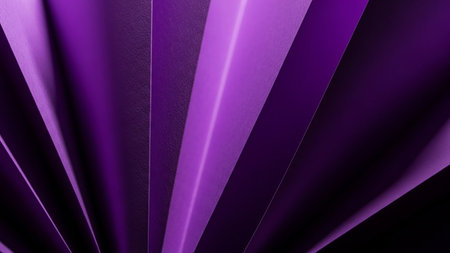 Vibrant showing close-up of folded paper fan in vibrant purple hues with contrasting light and shadow creating a textured abstract pattern. resolutionの素材