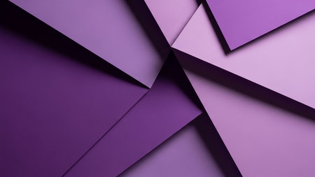 Backgrounds/ showing overlapping geometric planes of light and dark purple paper creating a layered abstract background with sharp edges and subtle shadows and...の素材