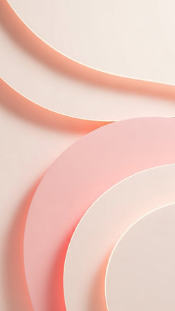 With showing soft pastel abstract background with gentle curved layers of pale pink and cream paper creating a sense of gentle motion and serene, minimalist...の素材