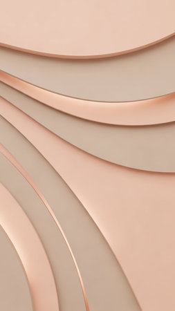Beige showing softly flowing rose gold and beige abstract curved shapes creating a serene and background with subtle lighting and shadow effects keywords: abstract,...の素材