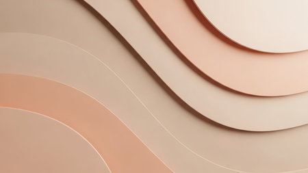 Smooth, curved layers of paper in soft beige and peach tones create a gentle, flowing abstract background with subtle light and shadow play.の素材