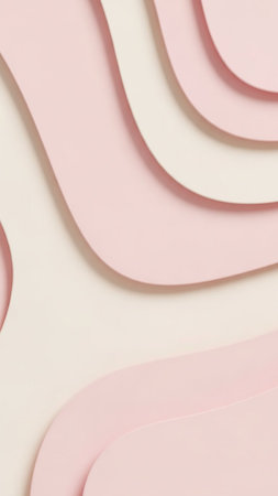A soft abstract background featuring flowing wavy layers of pastel pink and cream colors with subtle shadows creating depth and a gentle visual texture.の素材