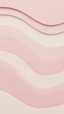 Gentle, undulating waves of soft pastel pink and cream create a smooth, layered abstract background with subtle depth.の素材