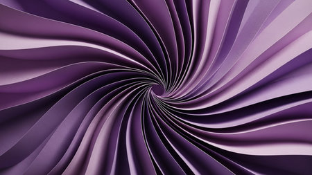A dynamic swirling vortex of purple paper strips creates a spiral pattern with a central point of focus and dramatic lighting.の素材