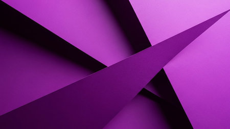Background showing sharp geometric angles of vibrant purple paper overlapping to create a dynamic abstract background with strong contrasts and shadows.の素材