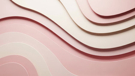 Serene showing soft pastel pink and cream wavy layers creating a gentle abstract background with subtle shadows and smooth curves keywords: abstract, background,...の素材