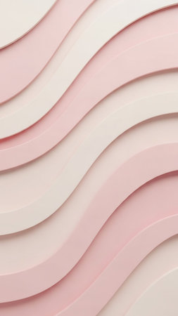 Background showing soft pastel pink and cream colored wavy layers creating a smooth abstract background with gentle curves and subtle shadows. resolutionの素材