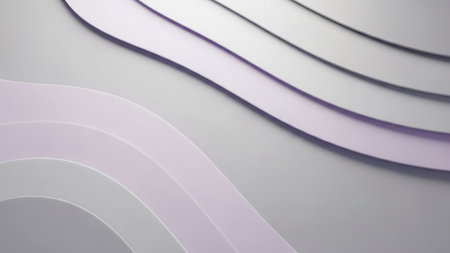 Gentle, flowing layers of soft pastel colored paper create a minimalist abstract background with subtle shadows and a clean, serene aesthetic.の素材