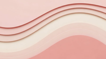 Gentle showing soft pastel pink and cream colored wavy paper layers creating a gentle abstract background with subtle shadows and highlights for a delicate...の素材
