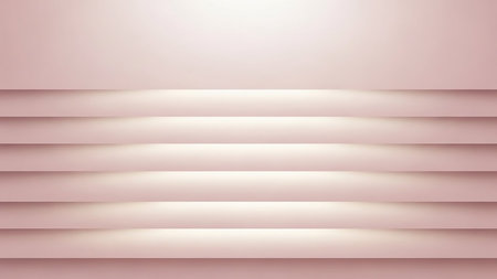 Abstract background featuring soft pink horizontal stripes with subtle backlighting creating a gentle gradient and shadow effect.の素材