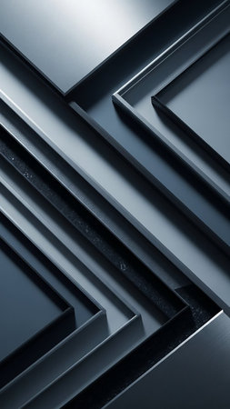 Stock showing abstract dark blue and grey geometric composition with sharp edges and contrasting textures creating a modern and visual depth. resolutionの素材