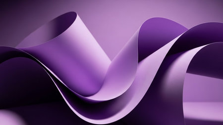 Smooth showing smooth flowing waves of soft purple and lavender colored paper or fabric creating an abstract background with gentle curves and subtle gradients of...の素材