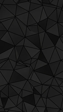showing dark abstract geometric background composed of interconnected black and dark gray triangles and polygons creating a low-poly faceted surface effect...の素材