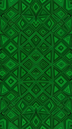 A deep emerald green abstract geometric pattern featuring repeating diamond and triangular shapes creating a textured faceted visual effect.の素材