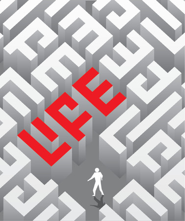 The social poster with the image of a labyrinth as a word "life".のイラスト素材