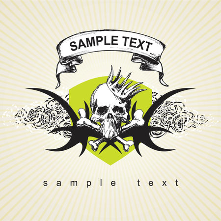 grunge vector skull with crown, for cd or t-shirtのイラスト素材
