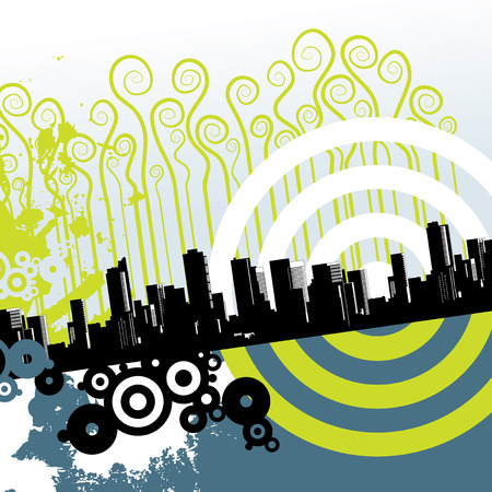 Vector image of abstract city with fashionable elementsのイラスト素材