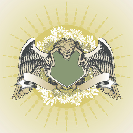 The vector royal arms with lion and wingsのイラスト素材