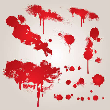 set from several different bloody grunge objectsのイラスト素材