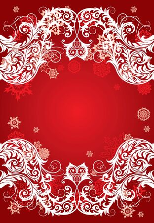 ornament In flower style with snowflakesのイラスト素材