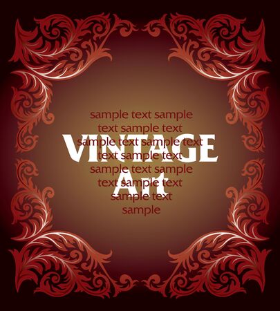 vintage template frame In flower styleのイラスト素材