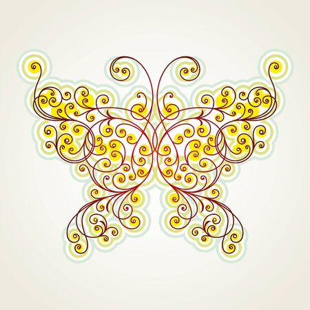 butterfly in floral styleのイラスト素材