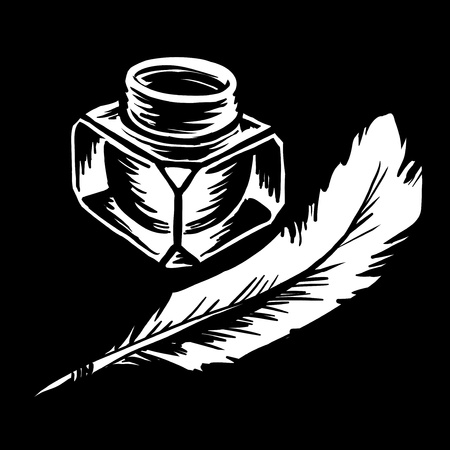 inkwell with quill のイラスト素材