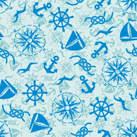 seamless pattern with sea  icons のイラスト素材