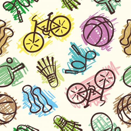 Sports elements  seamless patternのイラスト素材