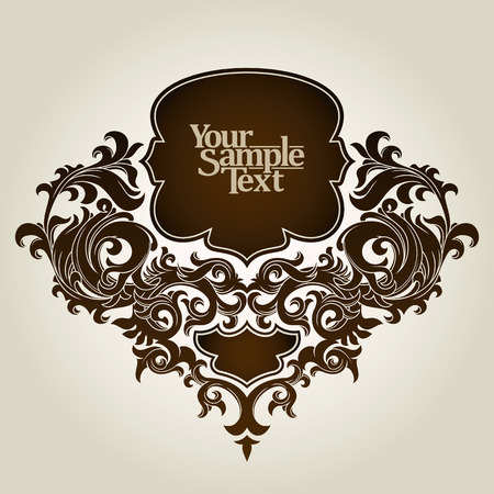 vector vintage template frame In flower styleのイラスト素材