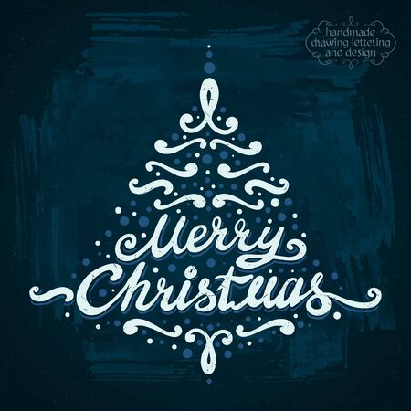MERRY CHRISTMAS hand lettering - handmade calligraphy, vector Illustrationのイラスト素材