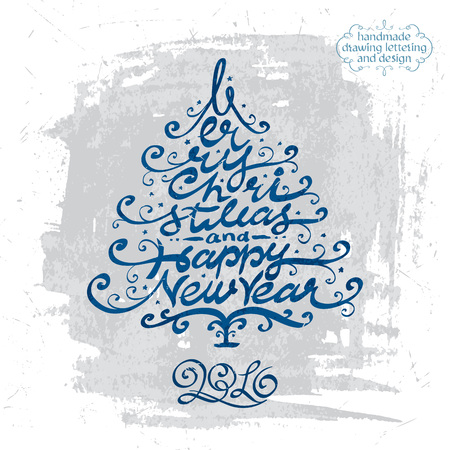 MERRY CHRISTMAS hand lettering - handmade calligraphy, vector Illustrationのイラスト素材