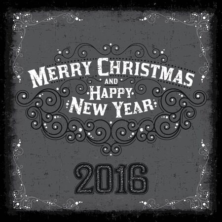 MERRY CHRISTMAS hand lettering 2016, vintage vector Illustrationのイラスト素材