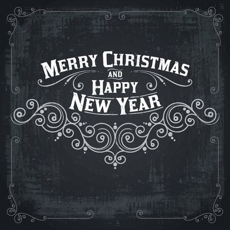 MERRY CHRISTMAS hand lettering, vintage vector Illustrationのイラスト素材