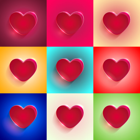 Big Red Heart set for Valentines day and more, Vector Illustrationのイラスト素材