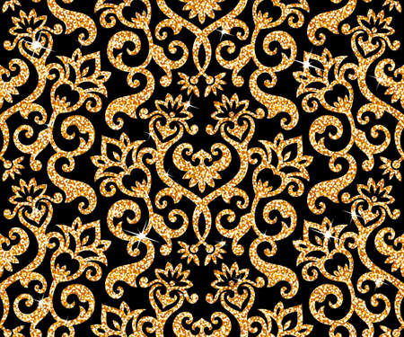 Seamless background from a floral golden ornament, Fashionable modern wallpaper or textileのイラスト素材