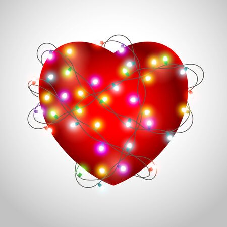 Valentines heart made of led lights on the backgroundのイラスト素材