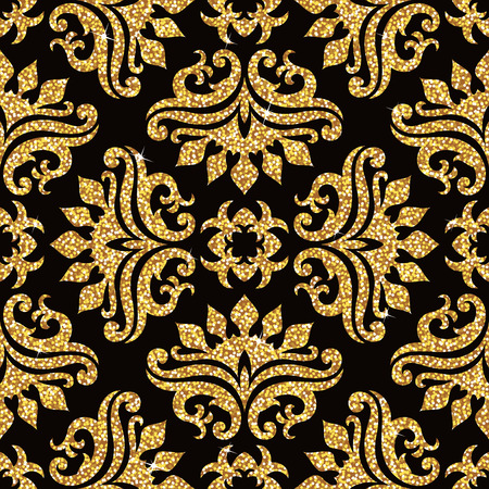 Seamless background from a floral golden ornament, Fashionable modern wallpaper or textileのイラスト素材