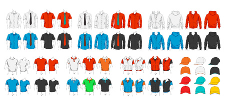 Vector set of clothes template for visualisation branding. Promo apparel.のイラスト素材