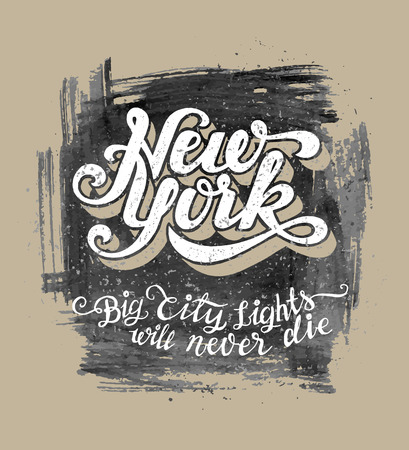 Vintage t-shirt or cover print design of New York lettering. Custom type design typographic composition. Wall decor art poster.のイラスト素材