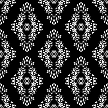 Wallpaper in the style of Baroque. A seamless vector background whith paisley design elements. Indian floral ornamentのイラスト素材